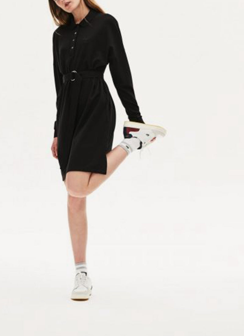 Lacoste - Robe Polo Manches Longues - Noir - Femme