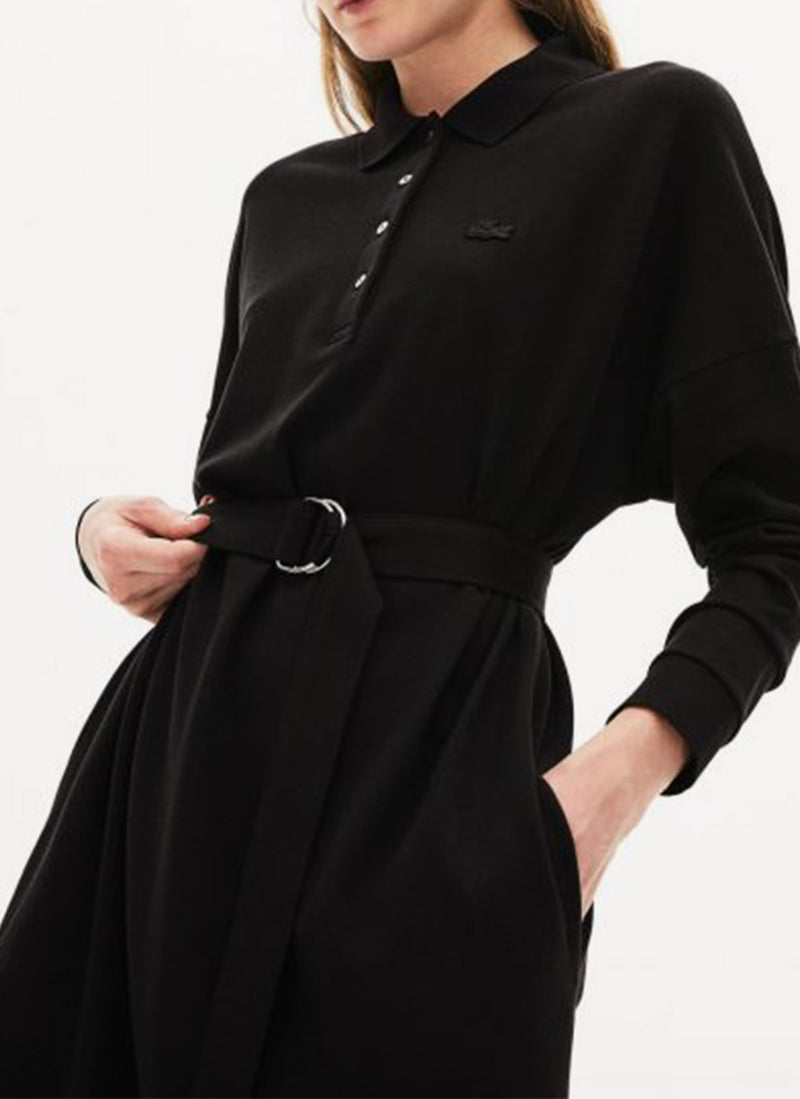 Lacoste - Robe Polo Manches Longues - Noir - Femme