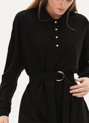 Lacoste - Robe Polo Manches Longues - Noir - Femme