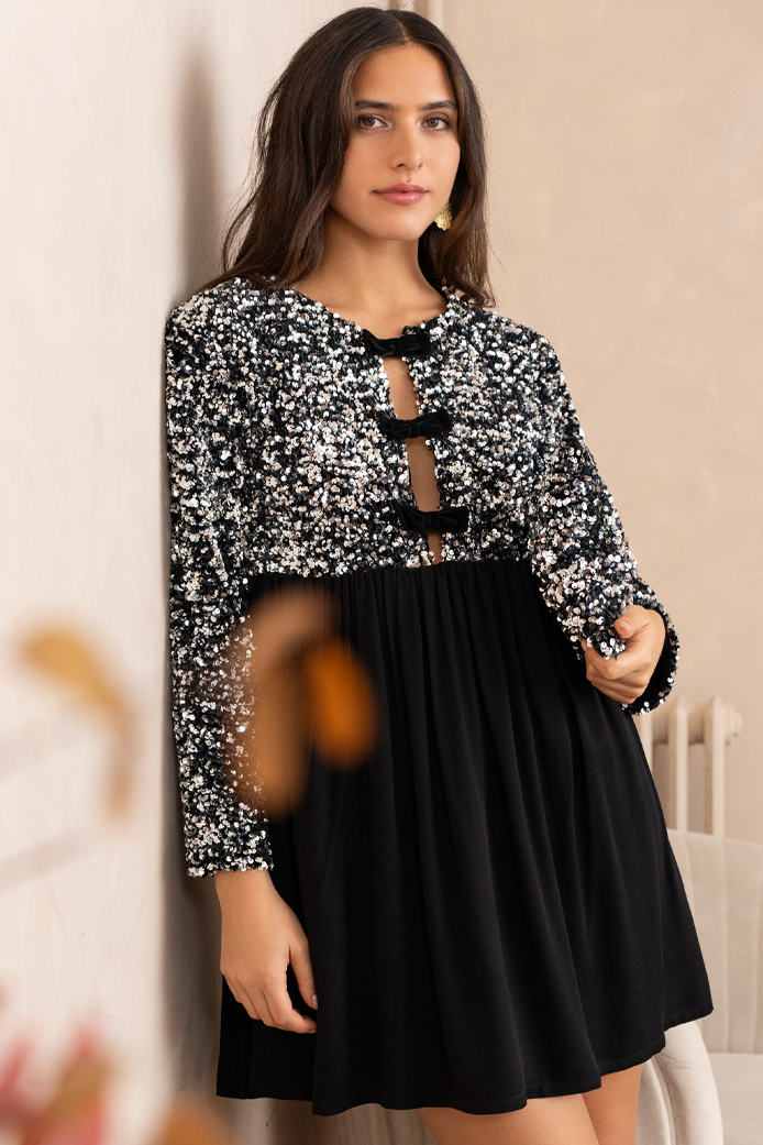 ROBE RÉNÉTA SEQUINS ARGENT