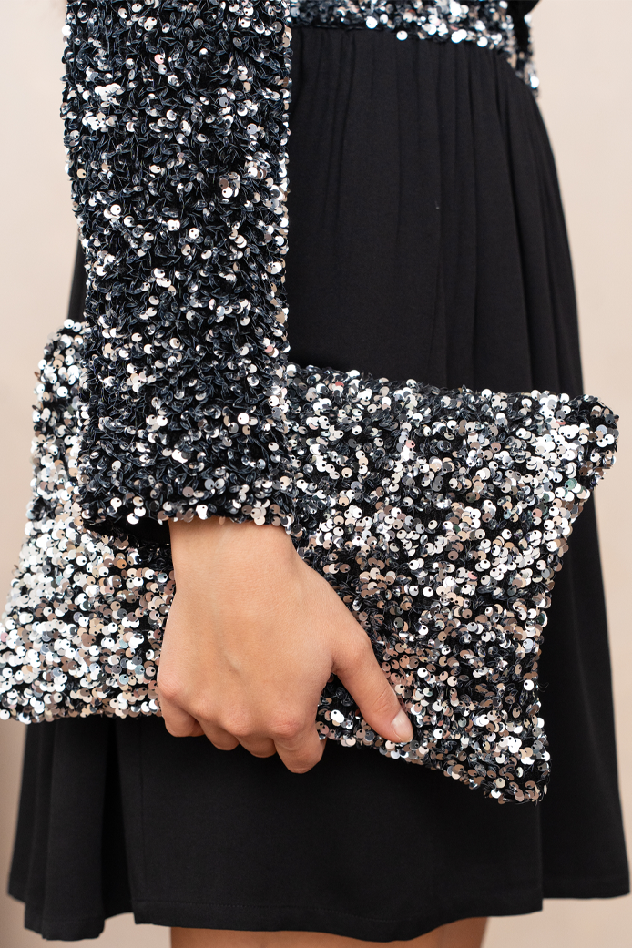 ROBE RÉNÉTA SEQUINS ARGENT