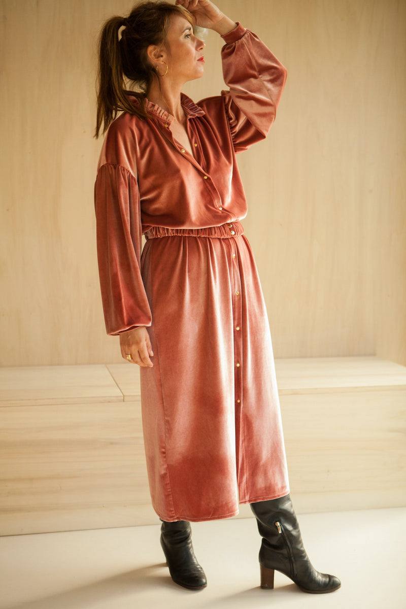 Robe Tilda - Velours Bois De Rose - Femme