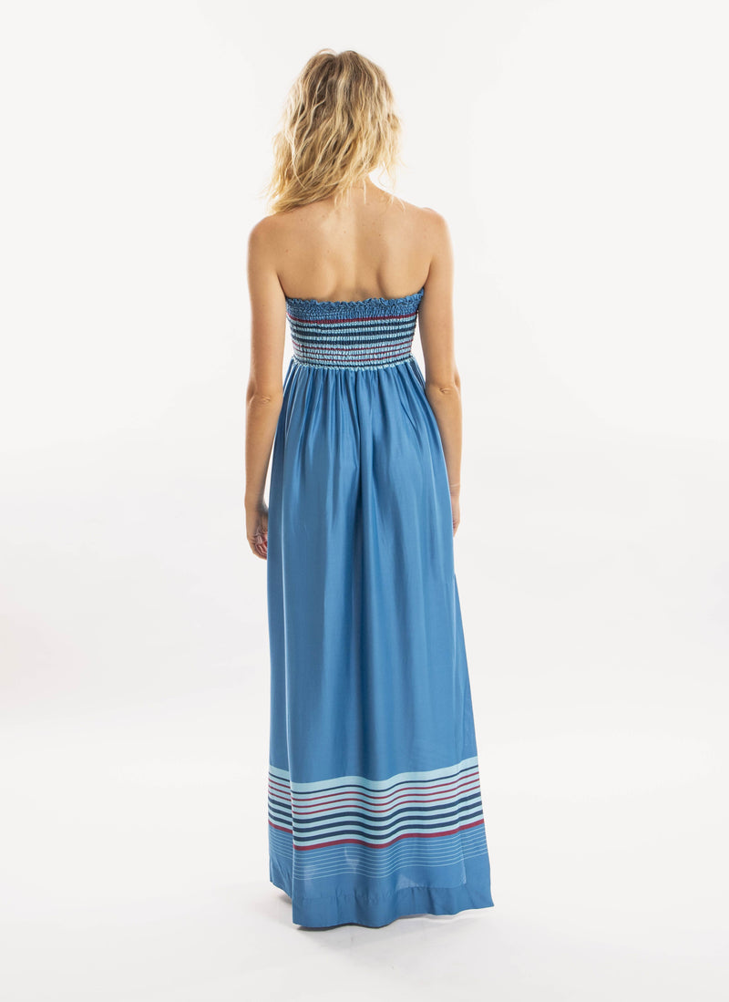 Vilebrequin - Robe Longue Bustier Smocké - Bleu Hawai - Femme