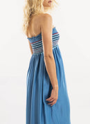 Vilebrequin - Robe Longue Bustier Smocké - Bleu Hawai - Femme