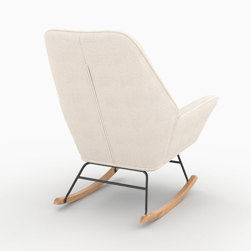 rocking chair en tissu boucle blanc pieds bois shaun_1