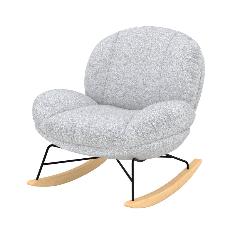 rocking chair en tissu bouclette gris chine ricci fond blanc
