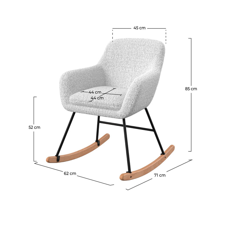 Rocking-chair Isola en tissu bouclé blanc