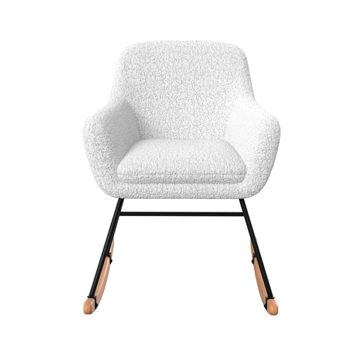 Isola - White Bouclé Fabric Rocking Chair
