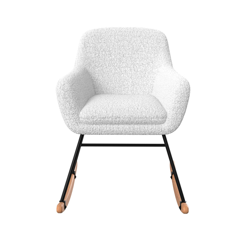 Rocking-chair Isola en tissu bouclé blanc