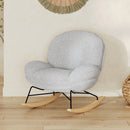 rocking chair lenny tissu boucle gris pieds metal et bois clair