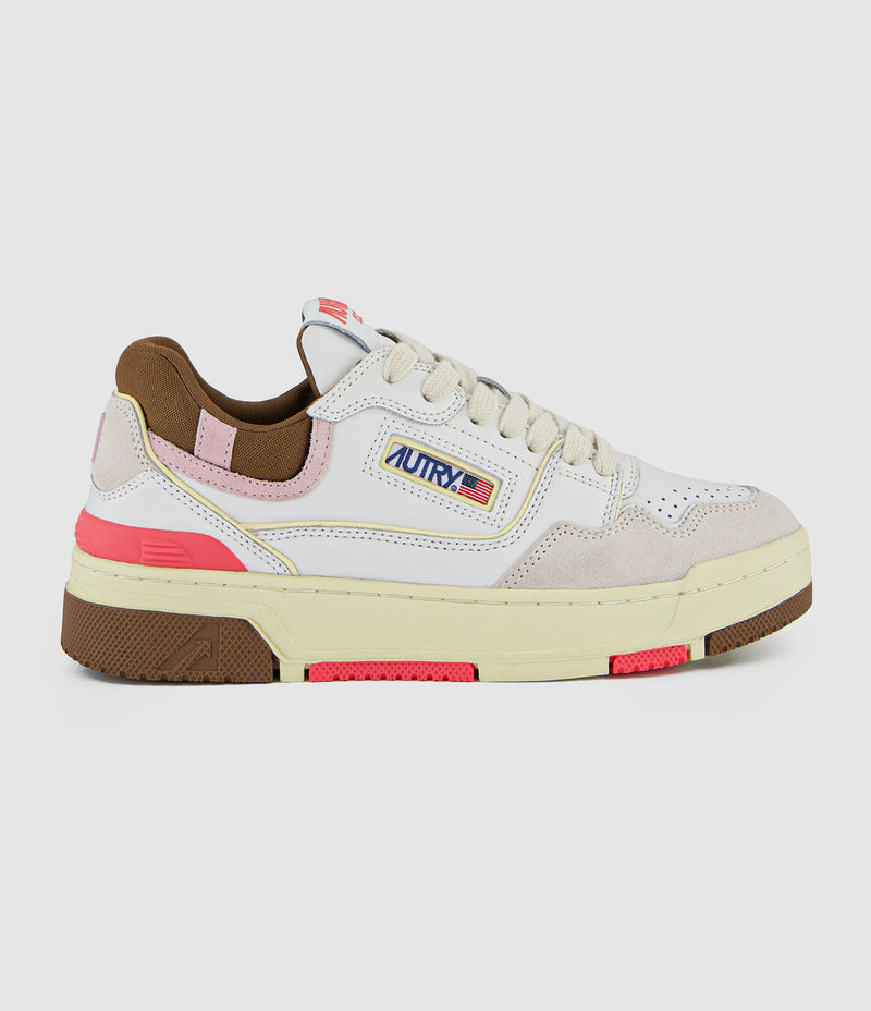 Autry - Baskets Clc Cuir Blanc, Marron, Rose - Femme