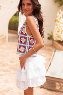 ROSANA Bleu - Gilet Crochet