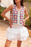 ROSANA Bleu - Gilet Crochet