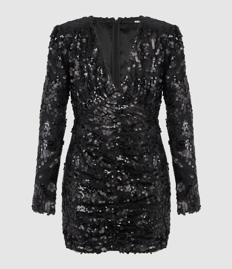 Rotate - Robe Courte Sequins Noir - Femme