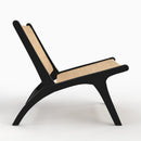 Fauteuil Kilka en bois de teck noir et tressage chevron en rotin