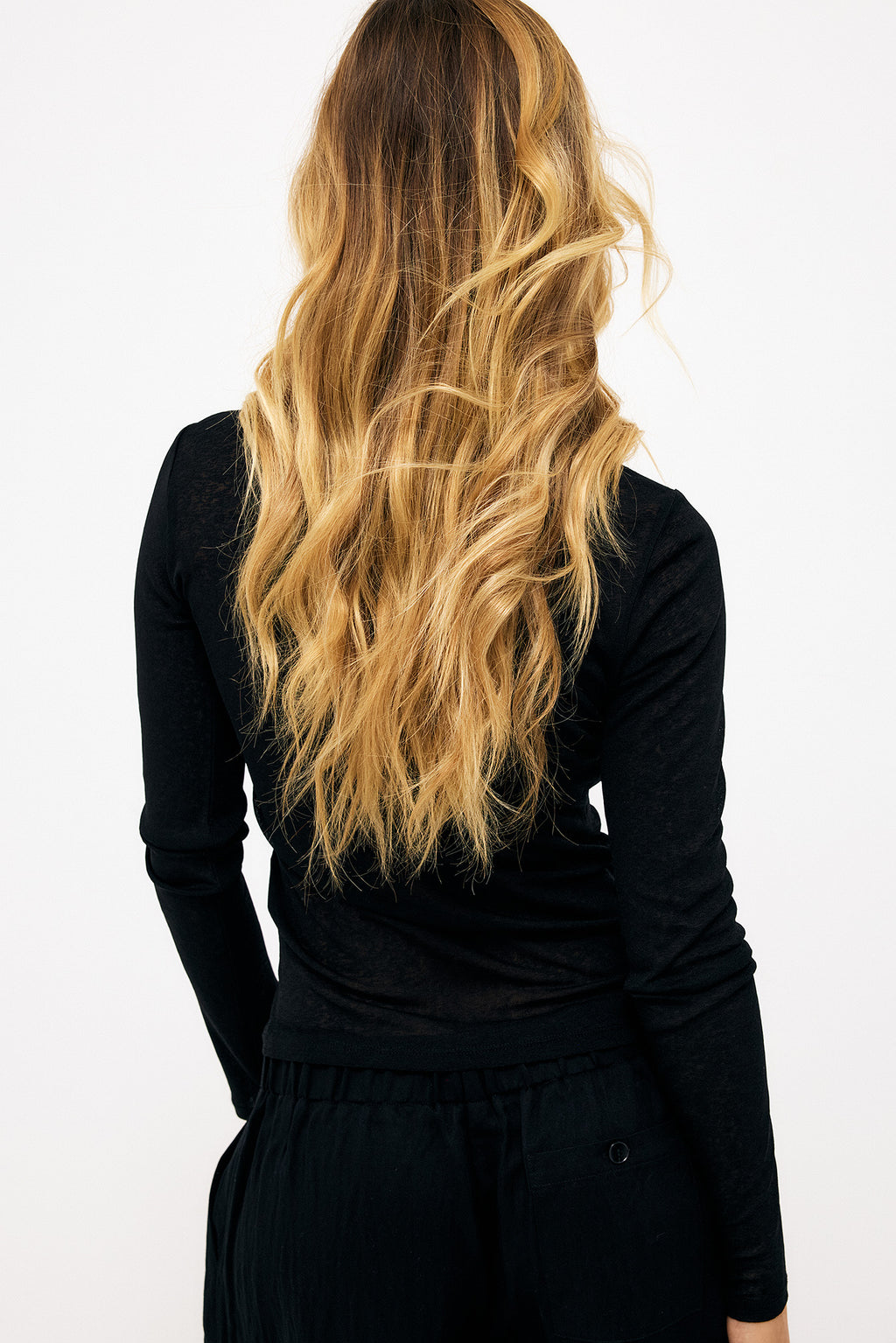 Top Rouched Long Sleeve Jersey - Noir