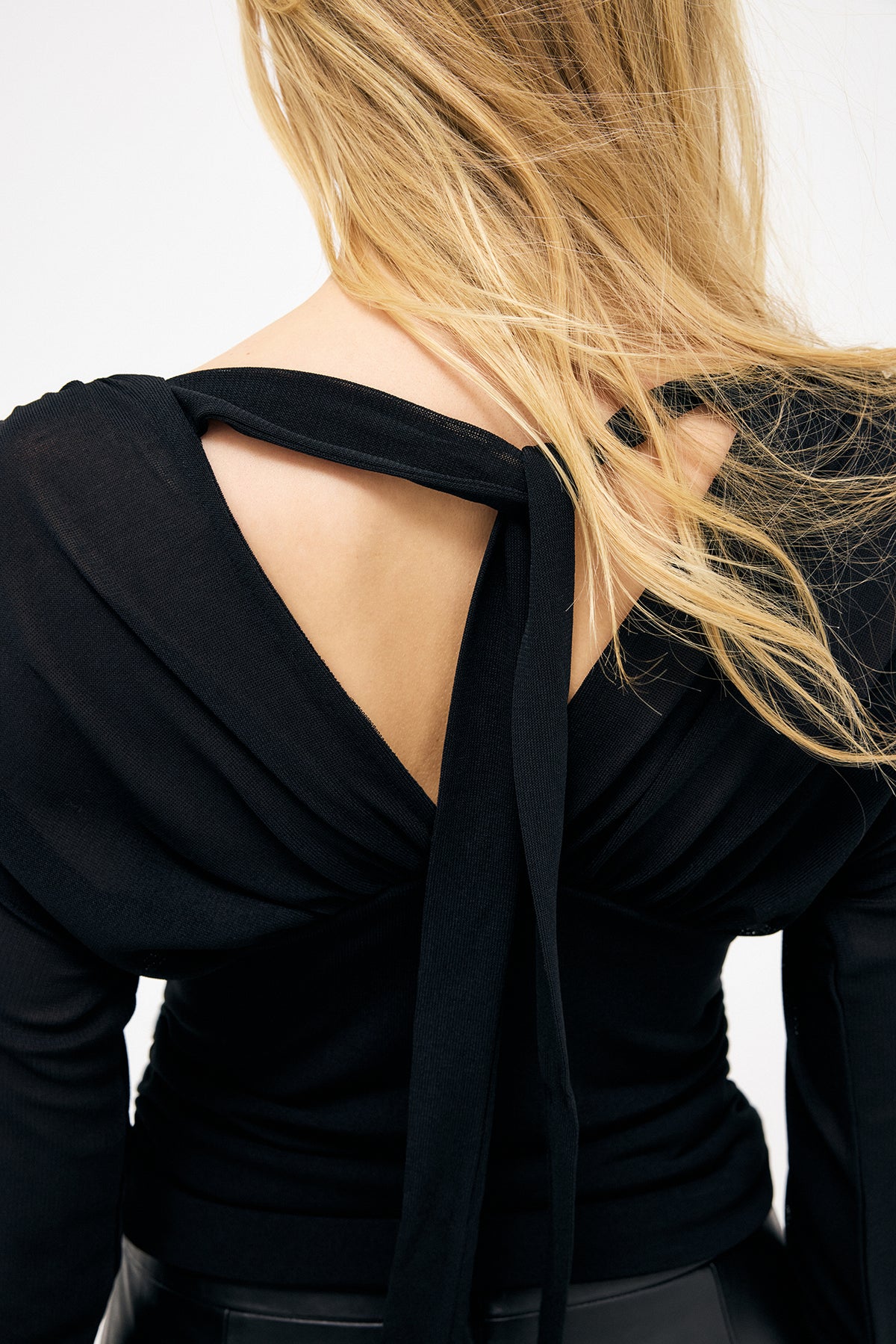 Top Rouched Long Sleeve Jersey - Noir