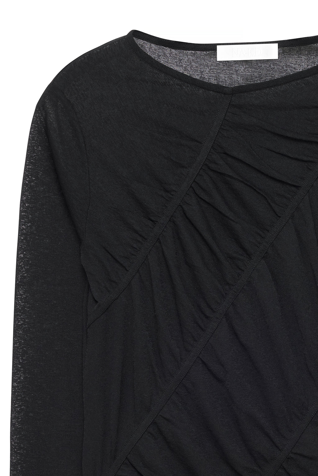 Top Rouched Long Sleeve Jersey - Noir