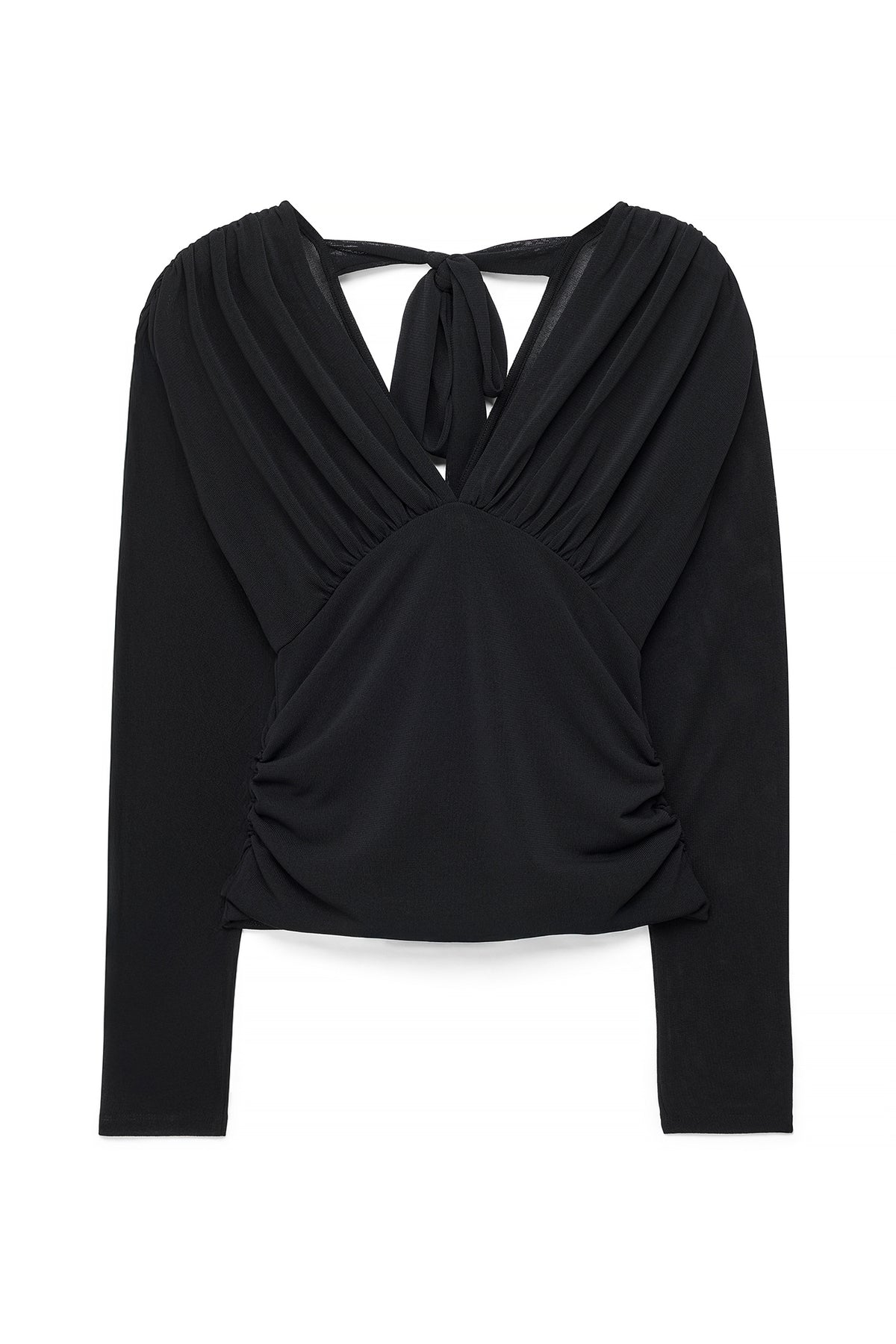 Top Rouched Long Sleeve Jersey - Noir