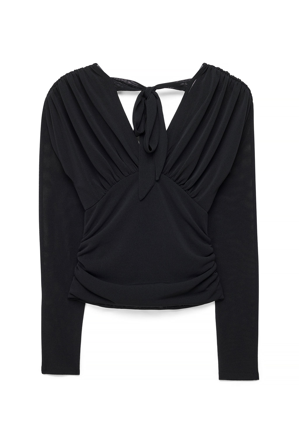 Top Rouched Long Sleeve Jersey - Noir