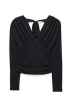 Top Rouched Long Sleeve Jersey - Noir