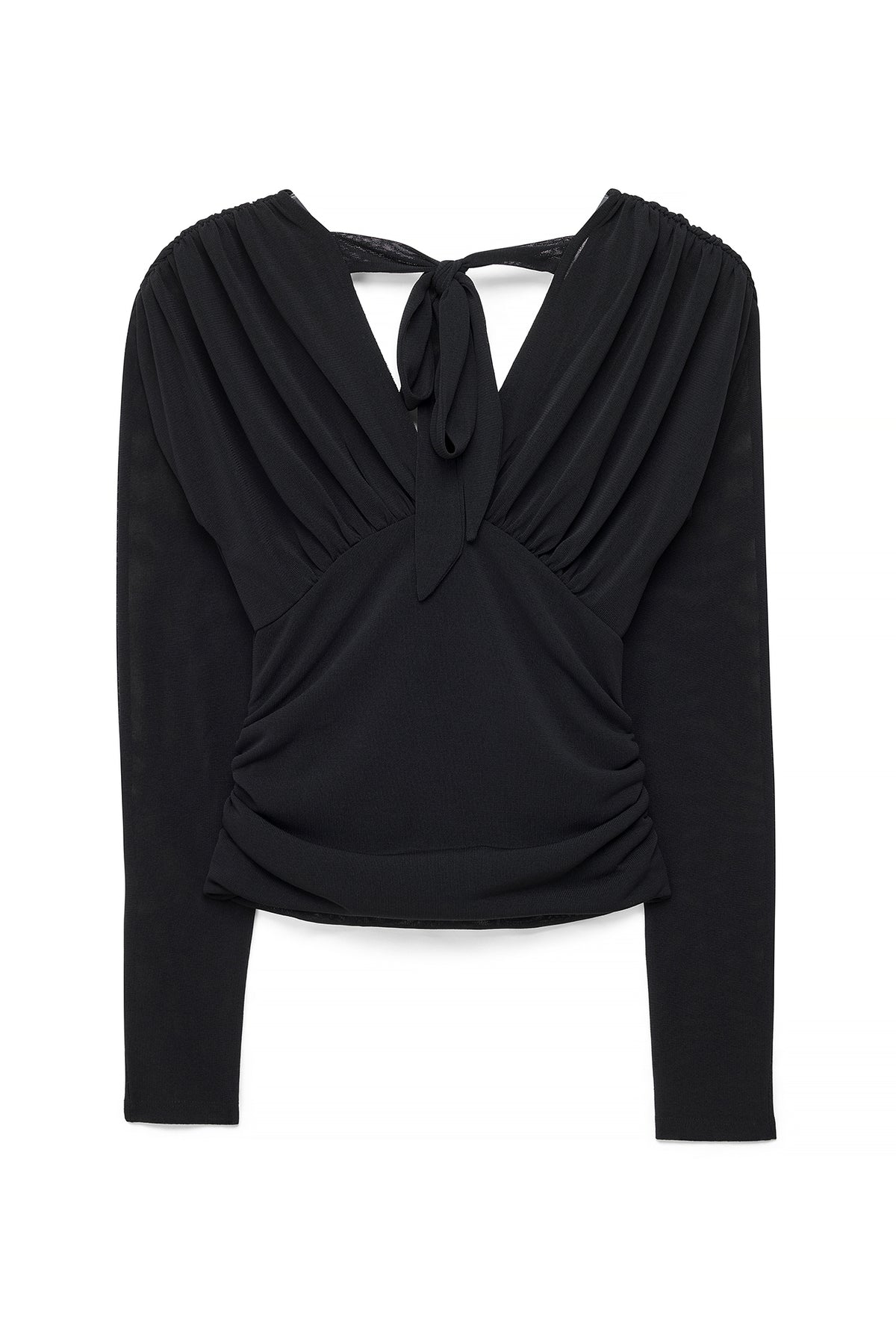 Top Rouched Long Sleeve Jersey - Noir