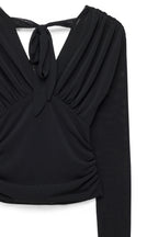 Top Rouched Long Sleeve Jersey - Noir