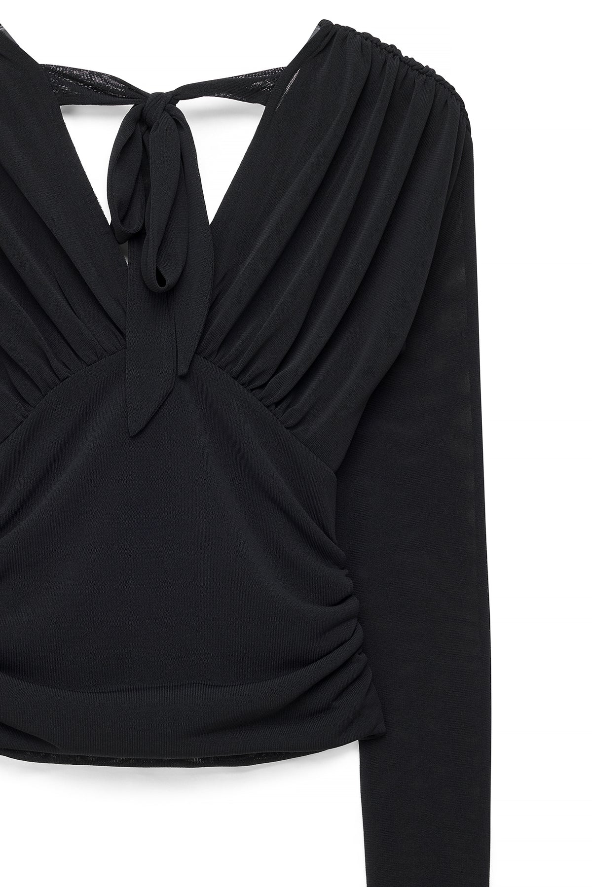 Top Rouched Long Sleeve Jersey - Noir