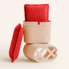 Eponge lavable double absorption rouge avec support