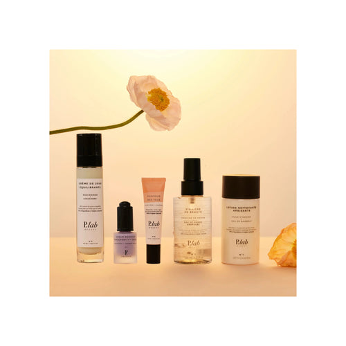 routine soins matin fond orange et fleur