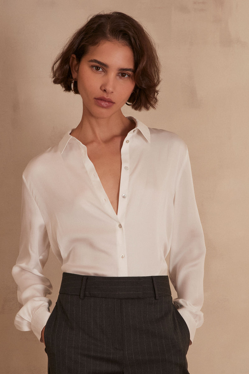 Carla Ch Satin Blouse - Ecru