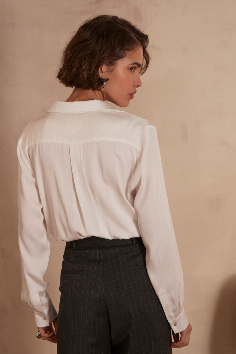 Carla Ch Satin Blouse - Ecru