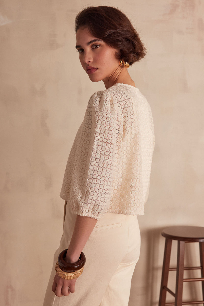 Paco Bl Embroidered Blouse - Cream