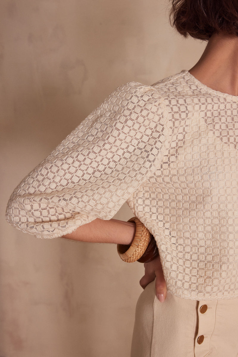 Paco Bl Embroidered Blouse - Cream