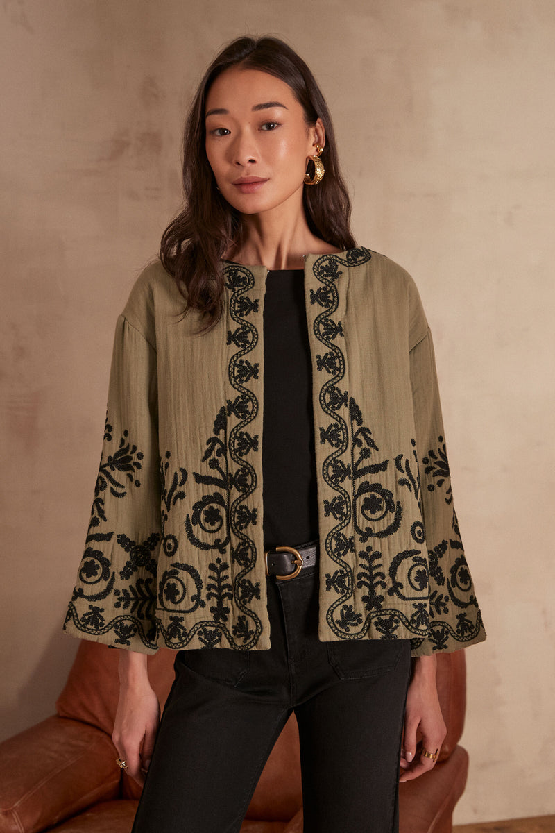Natalya B Embroidered Jacket - Leaf