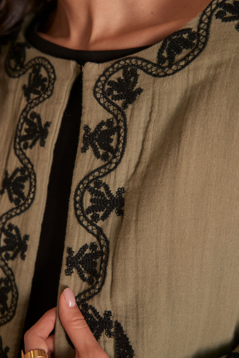 Natalya B Embroidered Jacket - Leaf