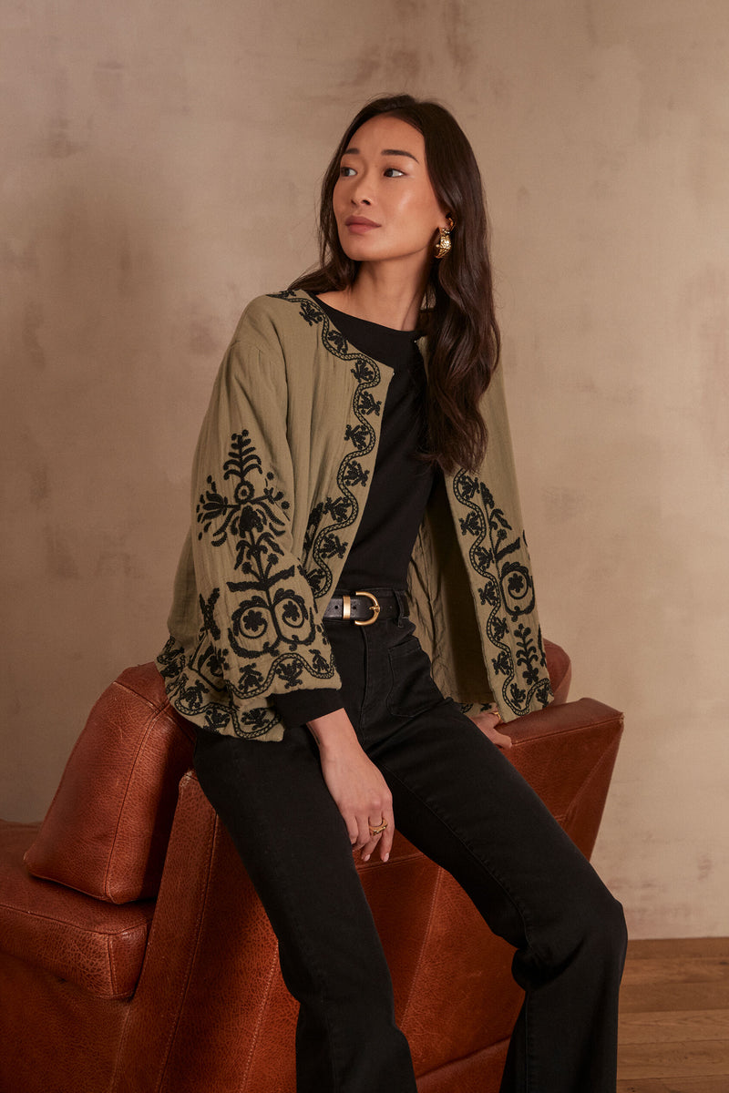 Natalya B Embroidered Jacket - Leaf