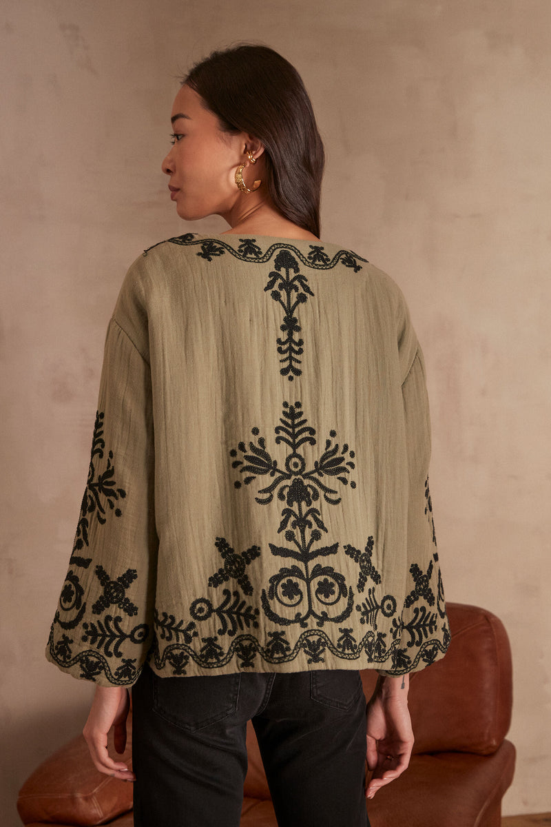 Natalya B Embroidered Jacket - Leaf