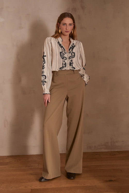 Layla P Plain Trousers - Leaf