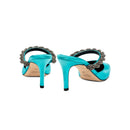 Roxana Aqua Mules Pump with braided strap, stylish high heels in vibrant aqua blue, perfect for elegant occasions.
