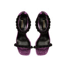 Roxana Disco High-Heel Ankle Sandal in iridescent leather with braided straps, showcasing a 90mm stiletto heel.