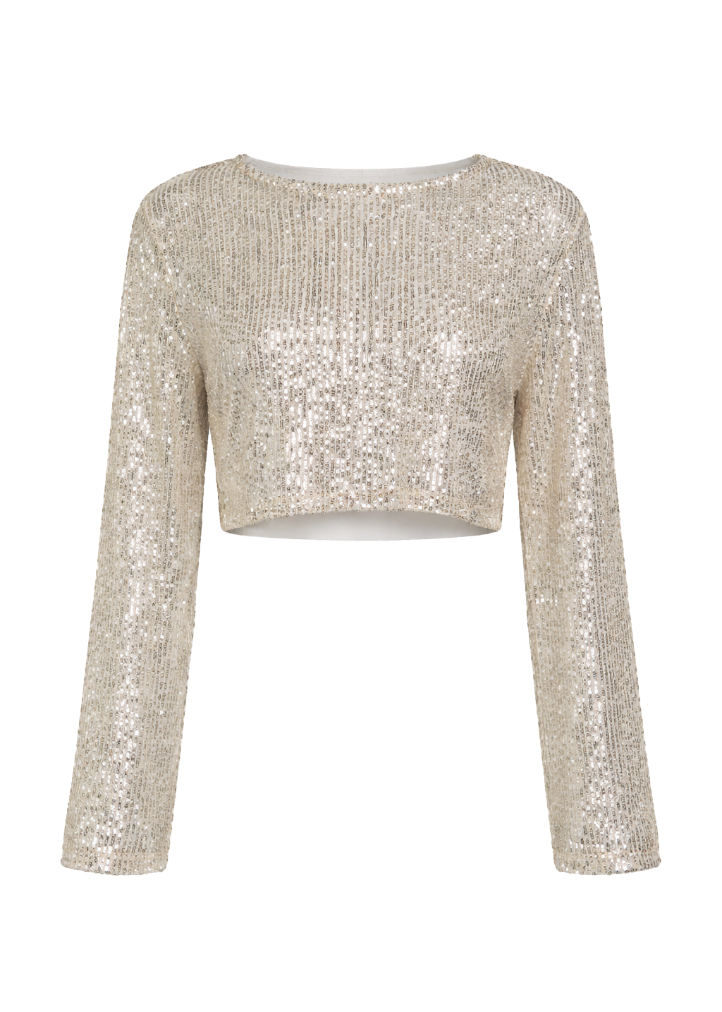 Top Manches Longues Rue Sequin Cropped - Champagne