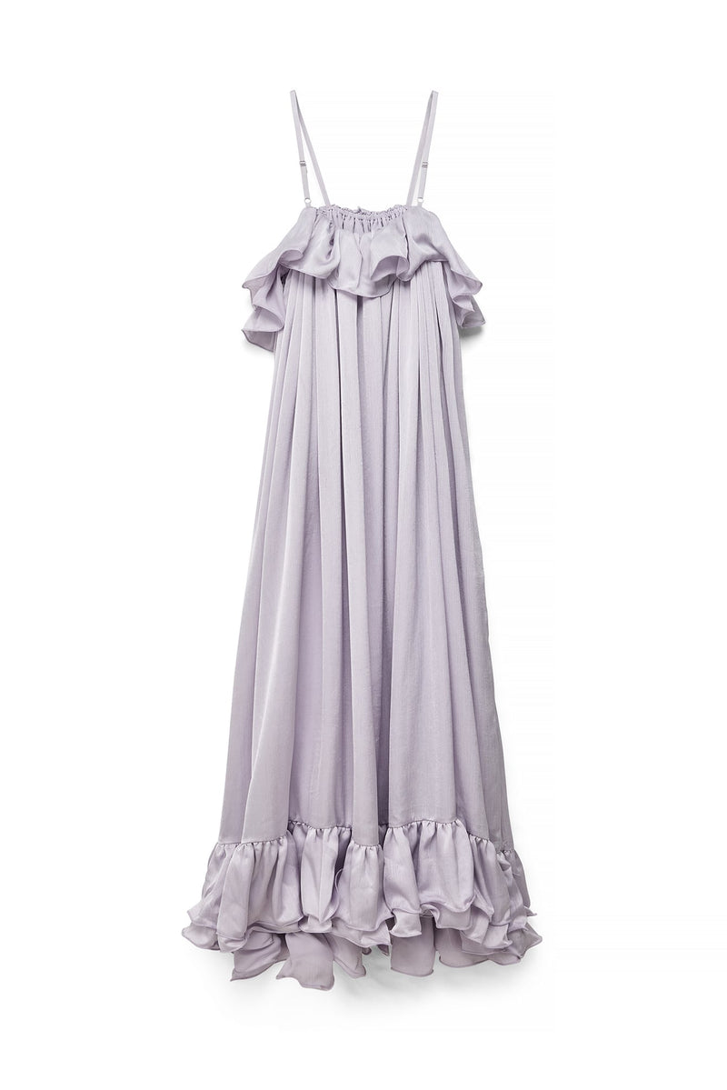 Robe Longue Volantée Ample Violet