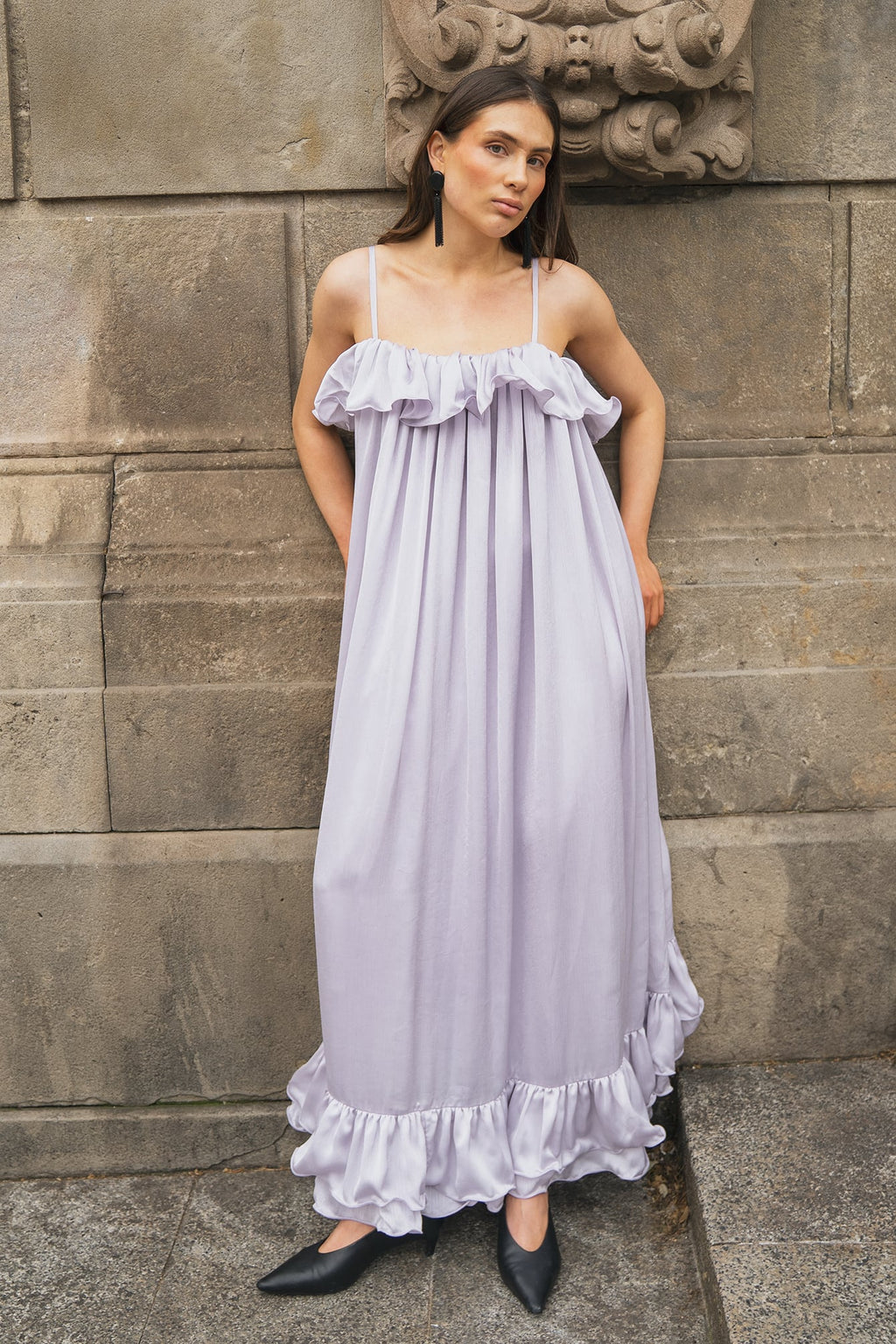 Robe Longue Volantée Ample Violet