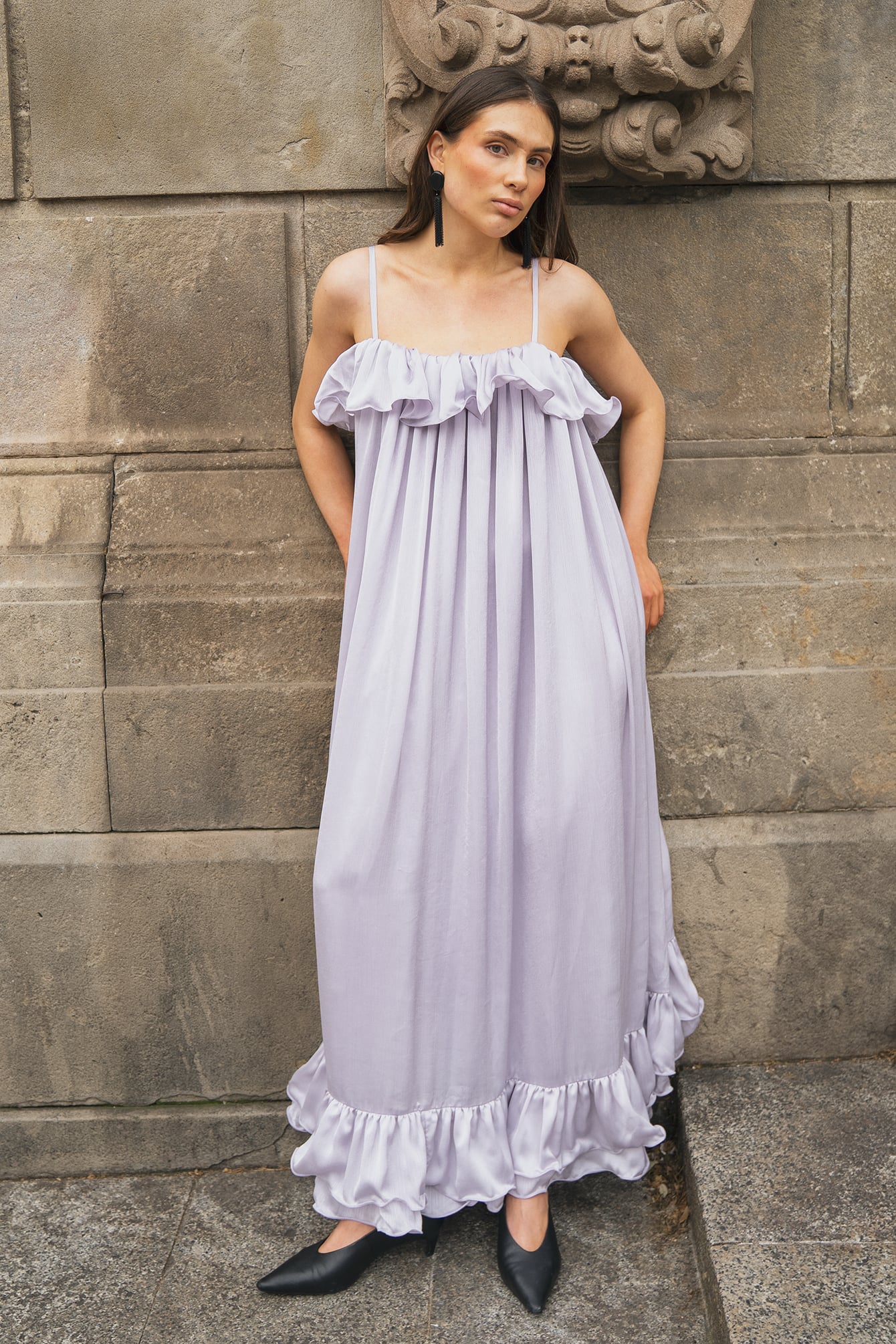 Robe Longue Volantée Ample Violet