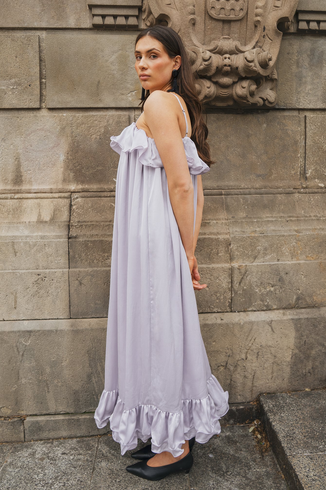 Robe Longue Volantée Ample Violet