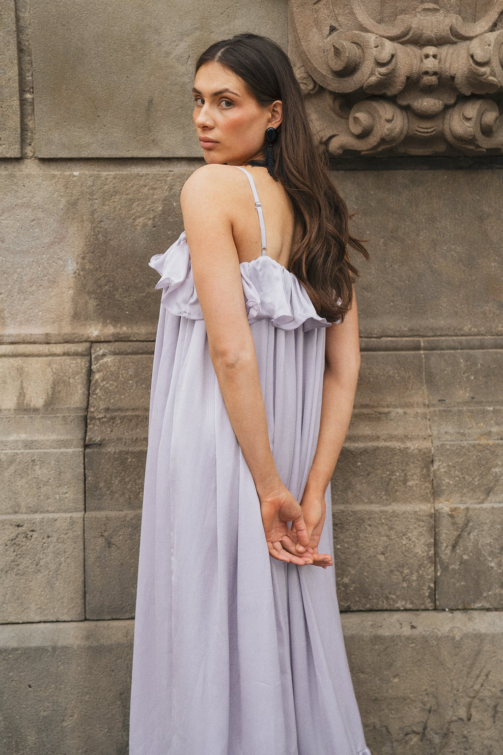 Robe Longue Volantée Ample Violet