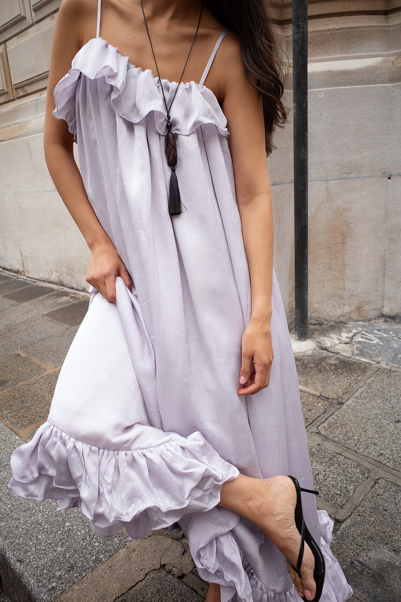 Robe Longue Volantée Ample Violet