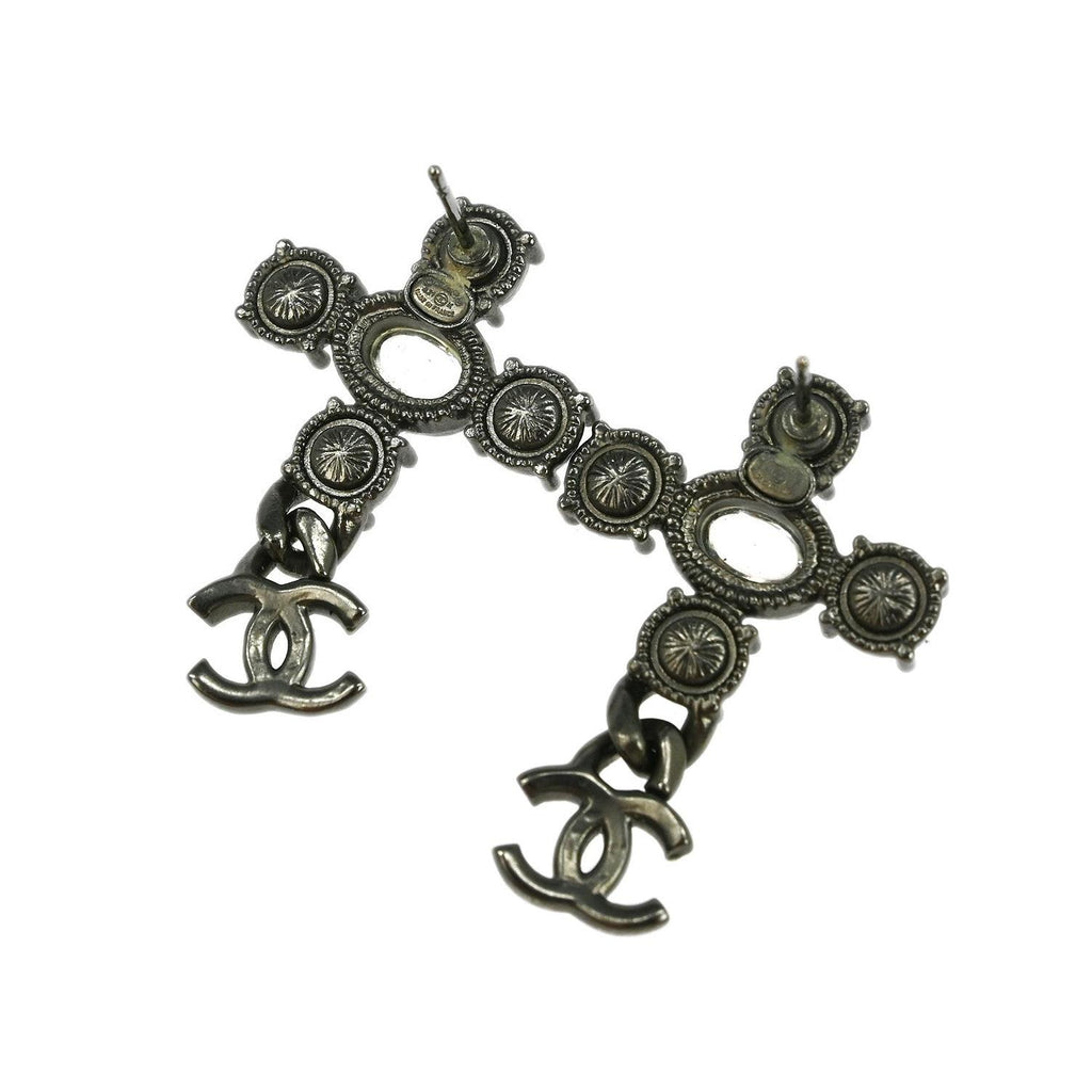 Boucles D'Oreilles Chanel Cc Dangle Silver_Plated - Argent