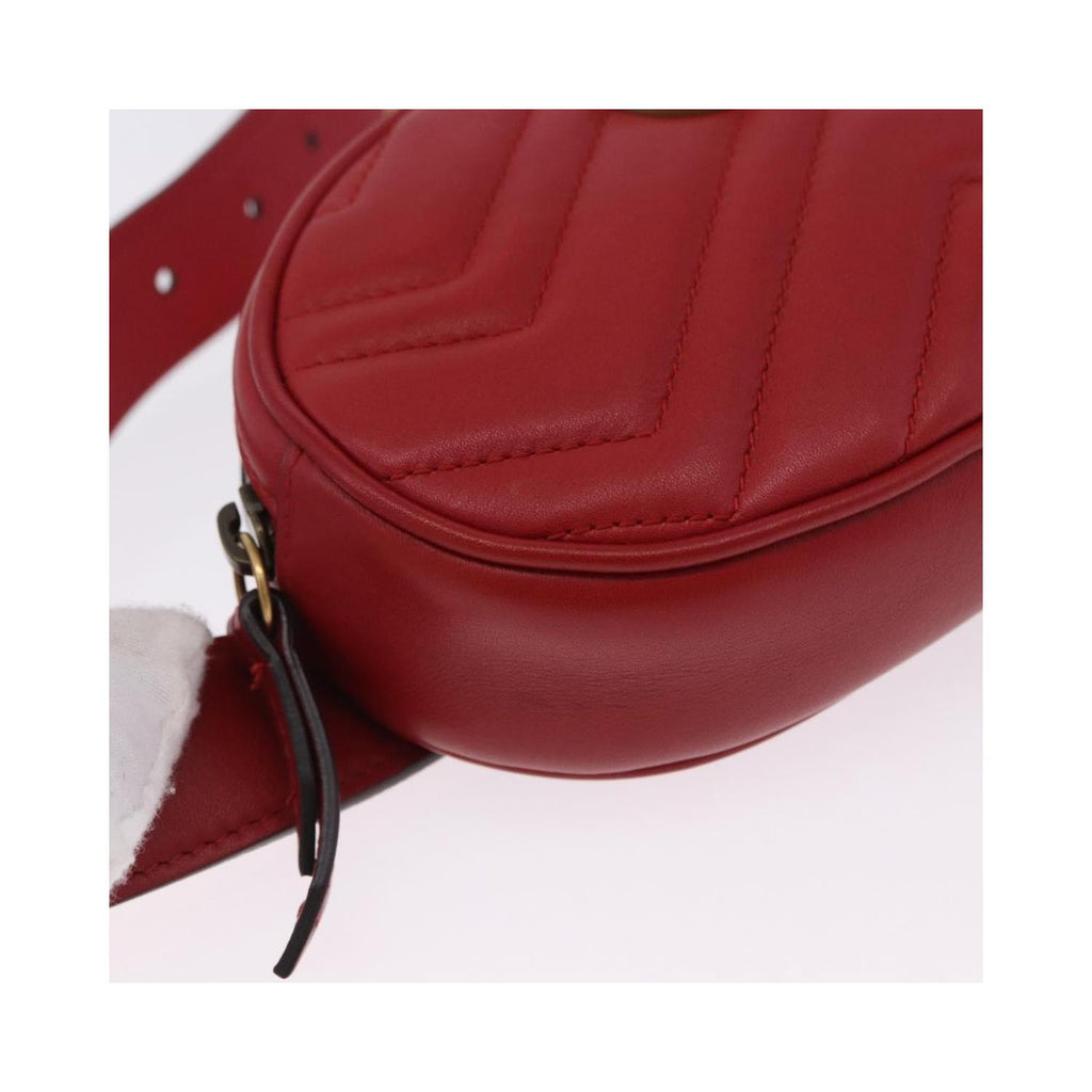 Sac À Main Gucci Gg Marmont Belt Cuir - Rouge